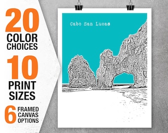 Cabo San Lucas Mexico Poster Art Skyline Print Item T5152