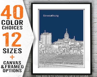 Greensburg Skyline Poster Art Print Pennsylvania PA Item T4682