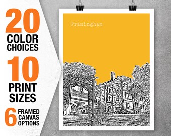 Framingham Massachusetts Skyline Poster Art Print Image MA Item T5411