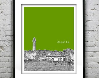 Corolla North Carolina Poster Art Print Lighthouse North Carolina NC Item T5132