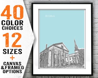 Holden Poster Art Massachusetts Skyline Print Original MA Item T4081