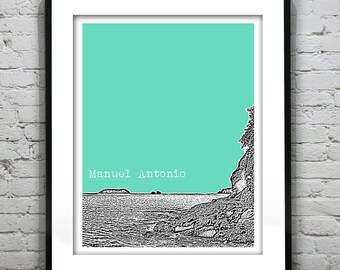 Manuel Antonio Costa Rica Poster Art Beach Skyline Print Item T2831