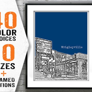Wrigleyville Poster Skyline Art Print Chicago Illinois Item T1571