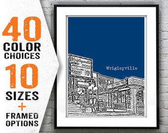 Wrigleyville Poster Skyline Art Print Chicago Illinois Item T1571
