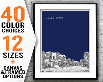 Folly Beach Skyline Poster Art Print Image South Carolina SC Item T2384