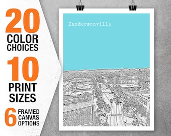 Hendersonville North Carolina Skyline Poster Art Print NC Item T5363