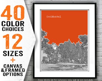 Occidental California Skyline Poster Art Print CA Item T5170