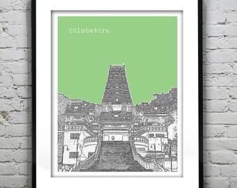 Coimbatore India Poster Art Print Skyline India Item T1111