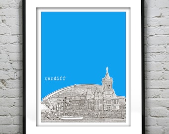 Cardiff Wales Poster  Art Print UK Wales United Kingdom Millennium Centre