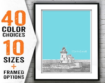 Cleveland SkylinePoster Print Art Ohio OH West Pierhead Lighthouse Item T1702