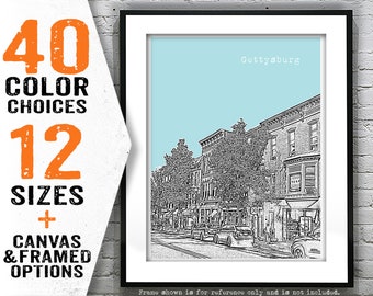 Gettysburg Skyline Poster Print Art Pennsylvania PA Item T3090