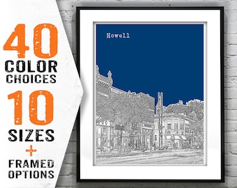 Howell Michigan Skyline Art Print Poster MI Item T1525