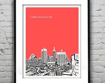 Indianapolis Poster Art Skyline Print Indiana Item T2656