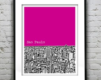 Sao Paulo Brazil Poster Print Skyline Art South America