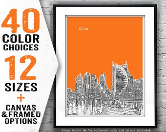 Doha Qatar Skyline Art Print Middle East Item T4133