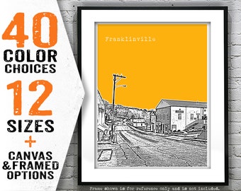 Franklinville NC Skyline Art print Poster North Carolina T4248