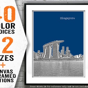Singapore Skyline Art Print Poster Marina Bay Sands Singapore Asia Item T4869