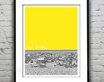 New Jersey Shore Poster Print Art  NJ Skyline Item T3038