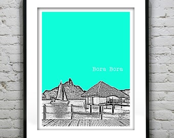 Bora Bora Poster City Skyline Art  French Polynesia Item T4465