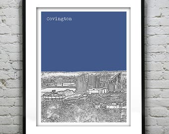 Covington Kentucky Poster Art Print Skyline Version 1