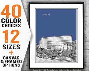 Renton Skyline Poster Art Print Washington WA Item T4962
