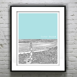 Outer Banks North Carolina Skyline Poster Art Print NC