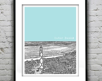 Outer Banks North Carolina Skyline Poster Art Print NC