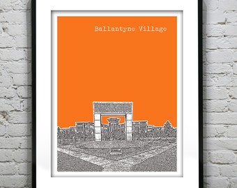 Ballantyne Village North Carolina Poster skyline Art Print NC Custom Listing