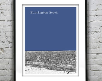 Huntington Beach Poster Skyline Art Print Baltimore California CA  Item T1335