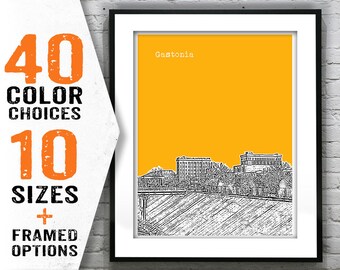 Gastonia North Carolina Poster Art Skyline Print Item T1602