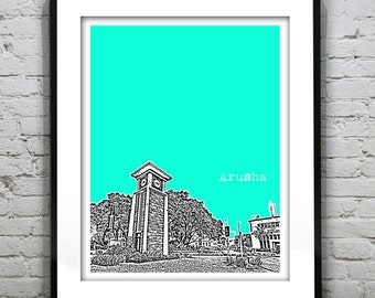 Arusha North Tanzania Skyline Poster Art