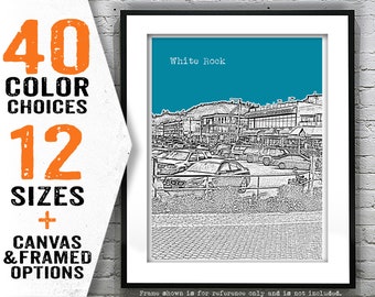 White Rock BC Poster Print City Skyline Canada Art Print  British Columbia Item T4835