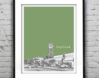 Pageland Skyline Poster Art Print South Carolina SC