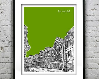 Detmold Germany Poster Art City Skyline Print Europe