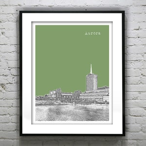 Aurora Illinois Poster Print City Skyline Art  IL Version 1
