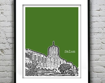 Salem Oregon Poster Print Art Skyline  State Capital Item T4346