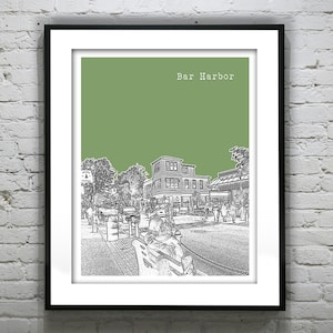 Bar Harbor Maine Skyline Poster Art Print Item T5294