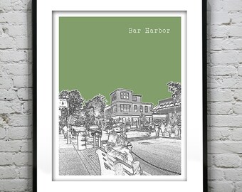 Bar Harbor Maine Skyline Poster Art Print Item T5294
