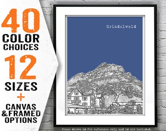 Grindelwald Switzerland Skyline Poster Art Print Item T4219
