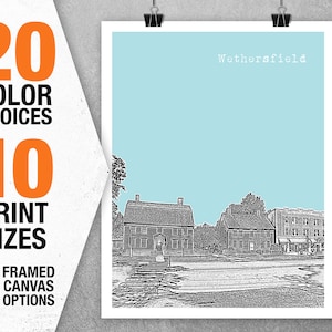 Wethersfield Connecticut Poster Print Art Skyline CT Item T5332