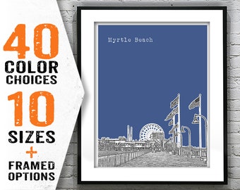 Myrtle Beach South Carolina City Skyline Poster Art Print  Item T1943