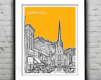 Abbeville South Carolina City Skyline Poster Art Print SC