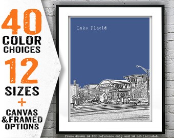 Lake Placid New York Poster Print Art Skyline NY Item T4687