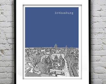 Rothenburg Germany Skyline Poster Art Print Version 2