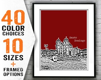 Santo Domingo Poster Dominican Republic City Skyline Art  South America Item T1106