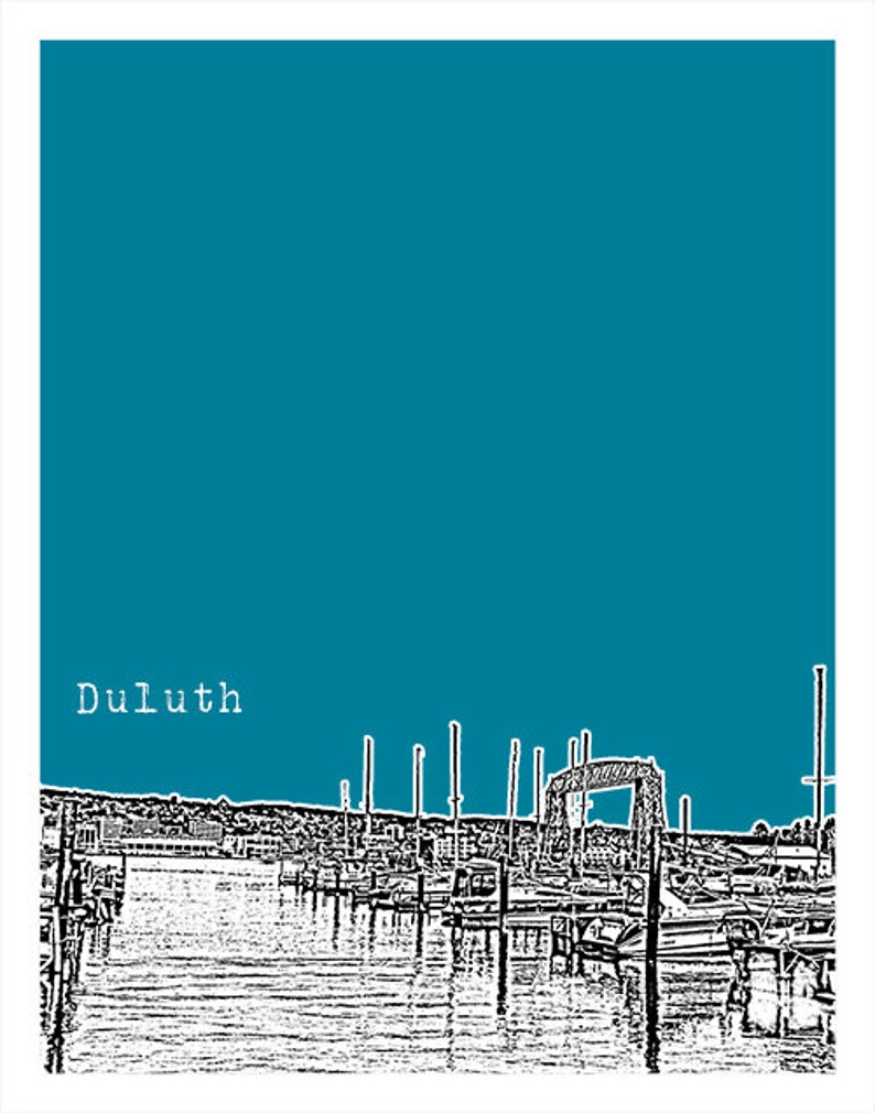 Duluth Minnesota Poster Art Skyline Print MN Version 1 Etsy