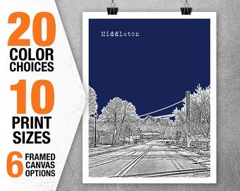 Middleton Massachusetts Skyline Poster Art Print MA T5408
