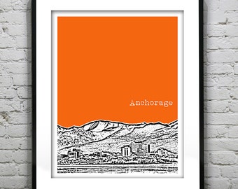 Anchorage Alaska Skyline Poster Art Print