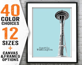 Seattle Skyline Art Poster Print Washington WA Space Needle Item T4694