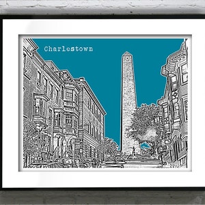 Charlestown Boston Massachusetts Skyline Poster Art Print MA Item T1215